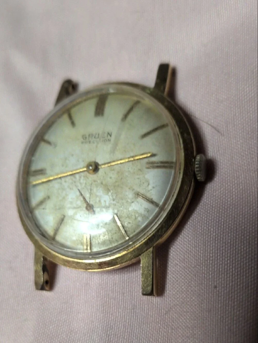 Gruen Precision Vintage Gold Tone Men's Watch Face - Gold